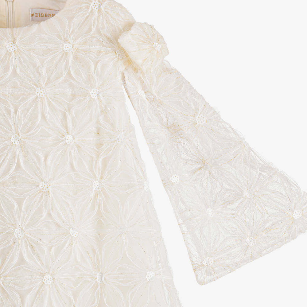 EIRENE-Girls Ivory Floral Tulle Dress with Sequins | Childrensalon
