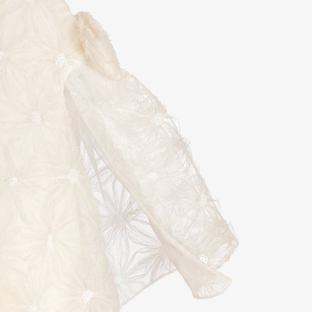 EIRENE-Girls Ivory Floral Tulle Dress with Sequins | Childrensalon