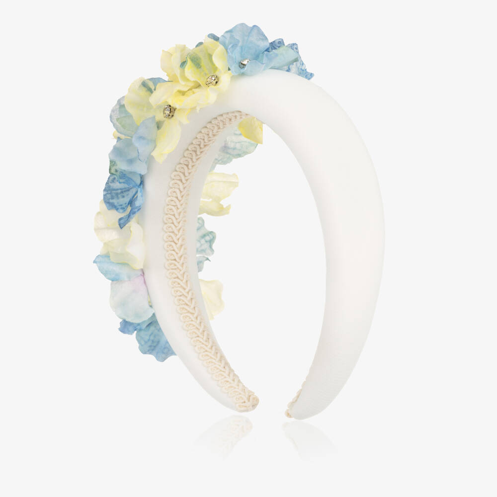 EIRENE-طوق شعر مزين بورود لون عاجي للبنات | Childrensalon