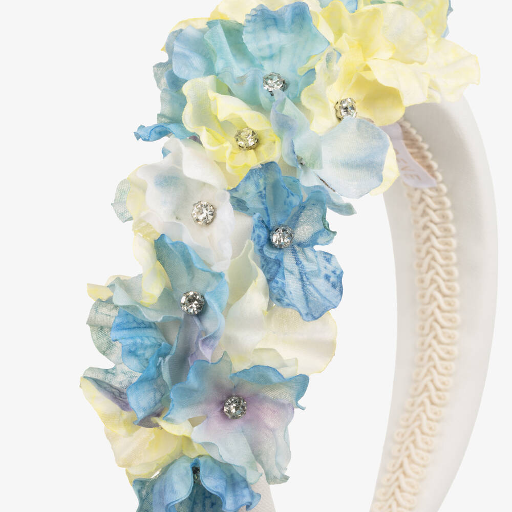 EIRENE-طوق شعر مزين بورود لون عاجي للبنات | Childrensalon