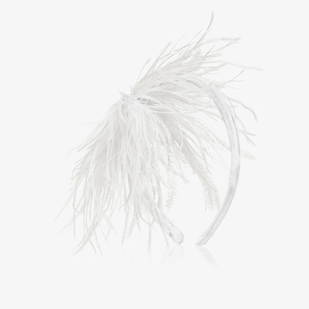 EIRENE-Girls Ivory Hairband with Faux Feathers | Childrensalon