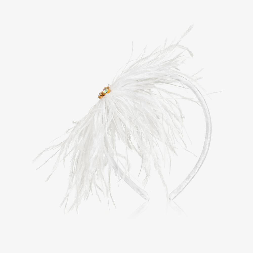 EIRENE-Girls Ivory Hairband with Faux Feathers | Childrensalon