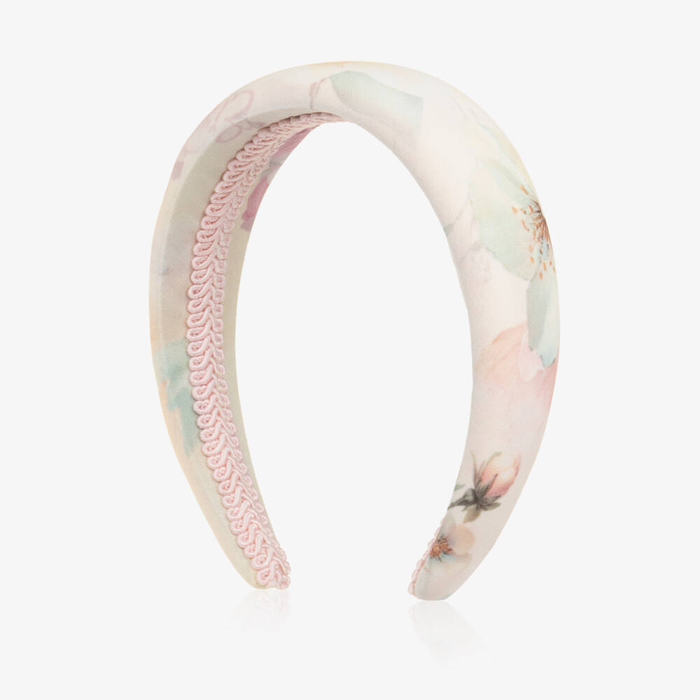 EIRENE-Girls Ivory & Pale Pink Floral Hairband | Childrensalon