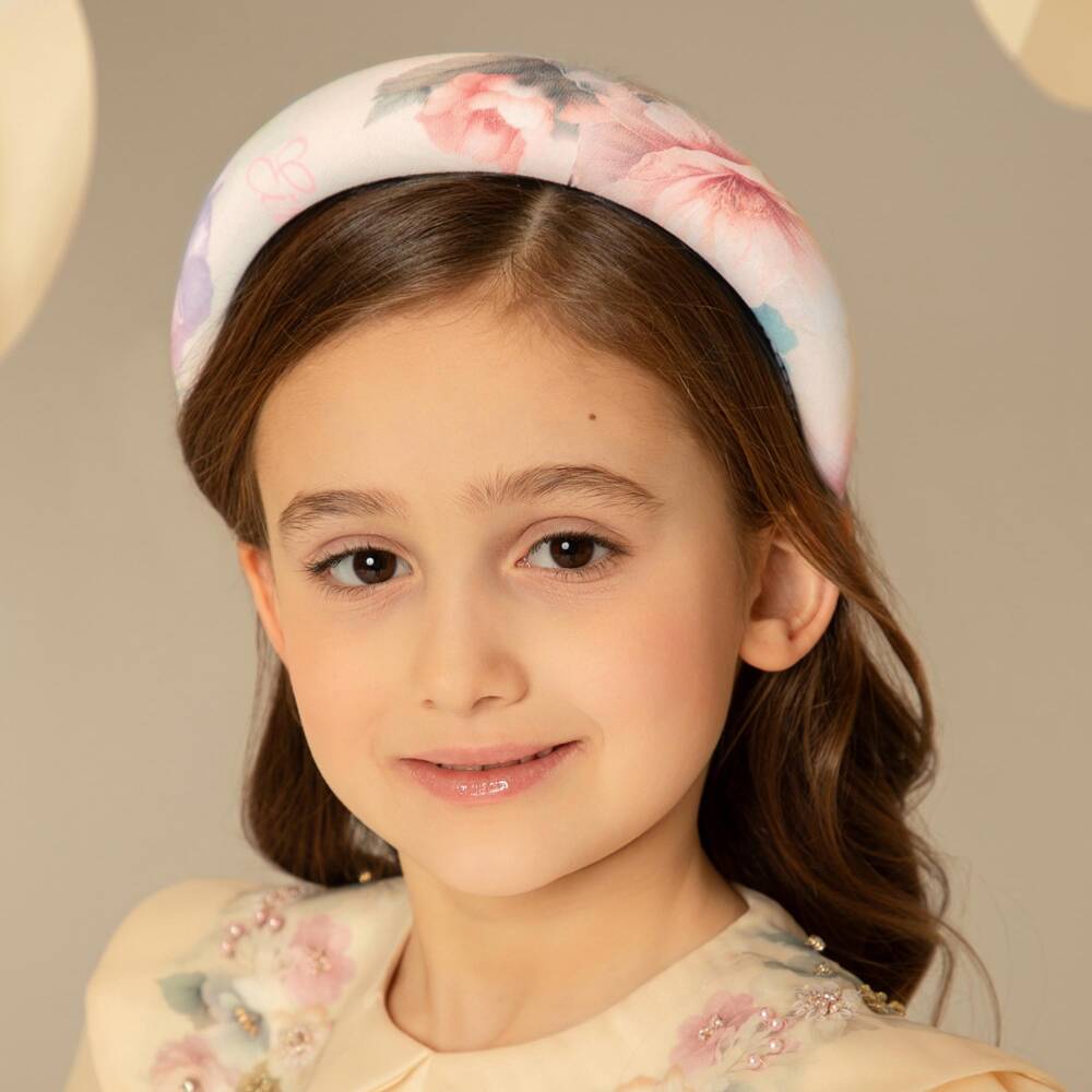 EIRENE-Girls Ivory & Pale Pink Floral Hairband | Childrensalon