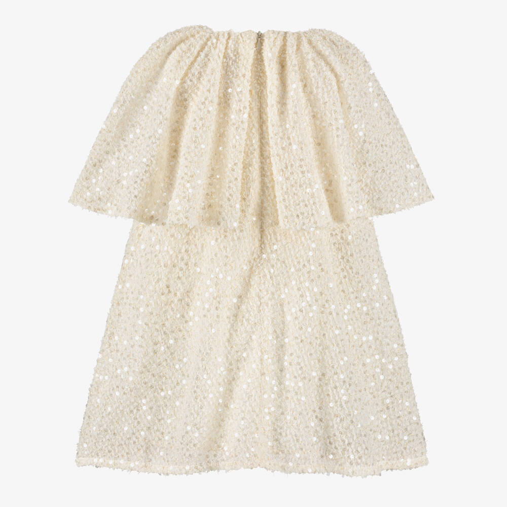 EIRENE-Платье кейп кремовое с пайетками для девочек | Childrensalon