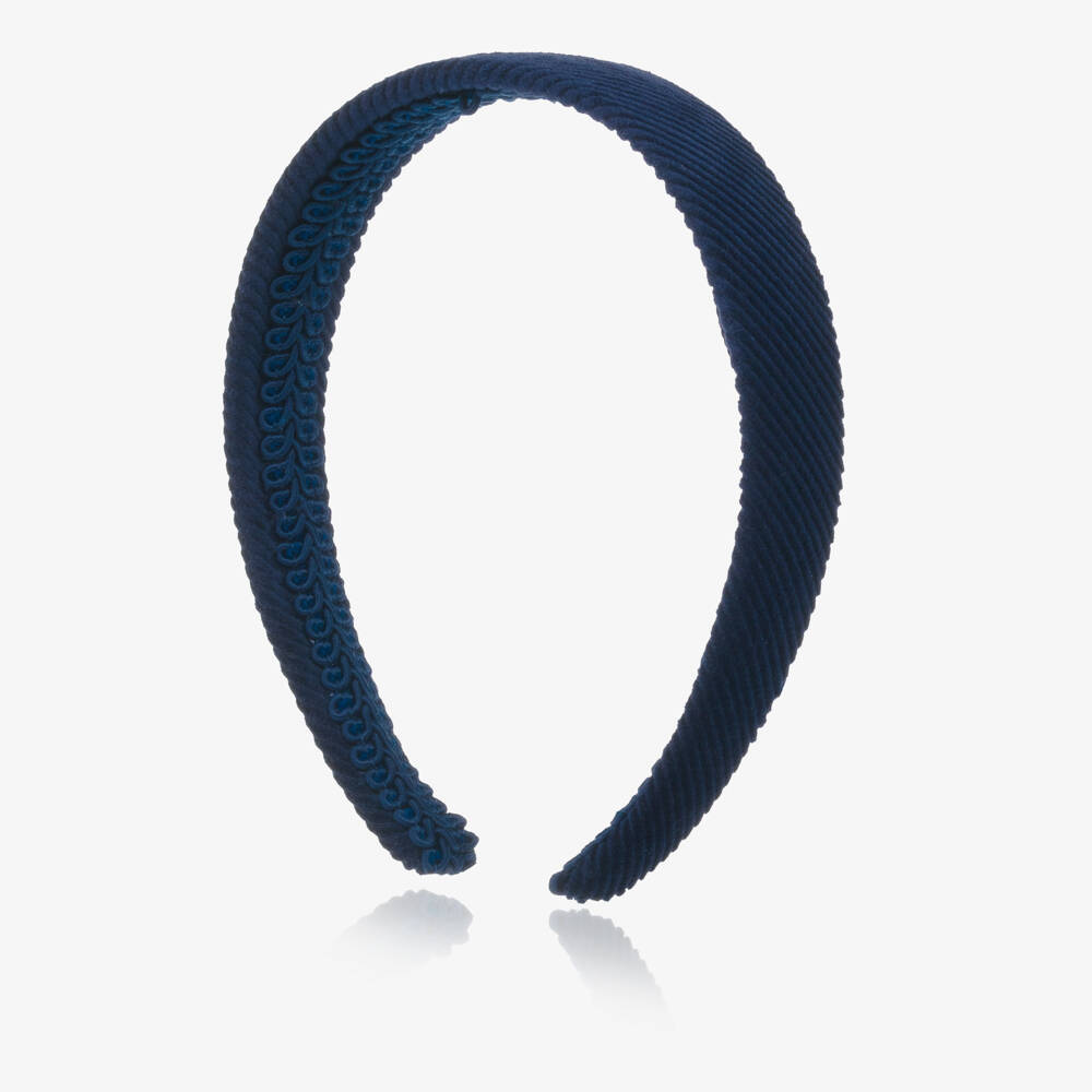 EIRENE-Girls Navy Blue Cotton Corduroy Hairband | Childrensalon