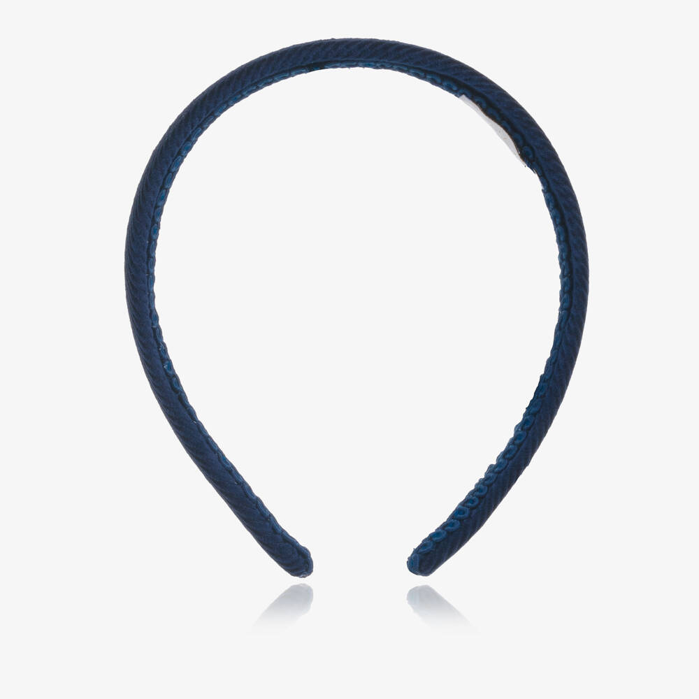 EIRENE-Girls Navy Blue Cotton Corduroy Hairband | Childrensalon