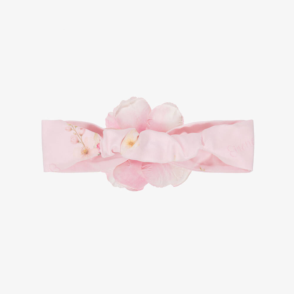 EIRENE-Girls Pink Floral Headband with Flower Embellishment | Childrensalon