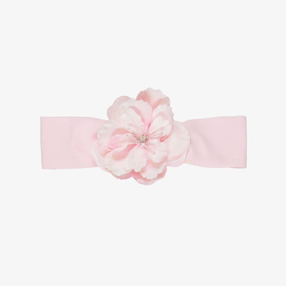 EIRENE-Girls Pink Floral Headband with Flower Embellishment | Childrensalon