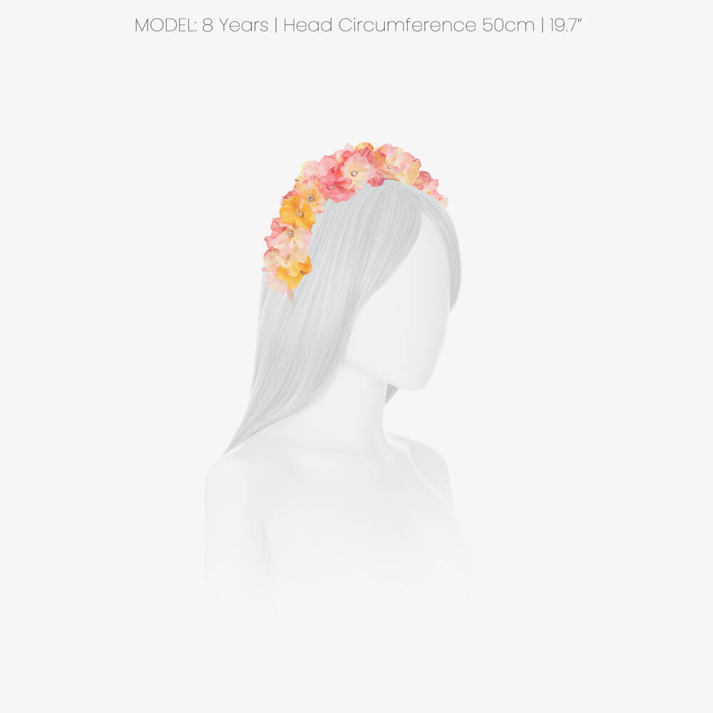 EIRENE-طوق شعر مزين بالورود لون زهري وأصفر للبنات | Childrensalon