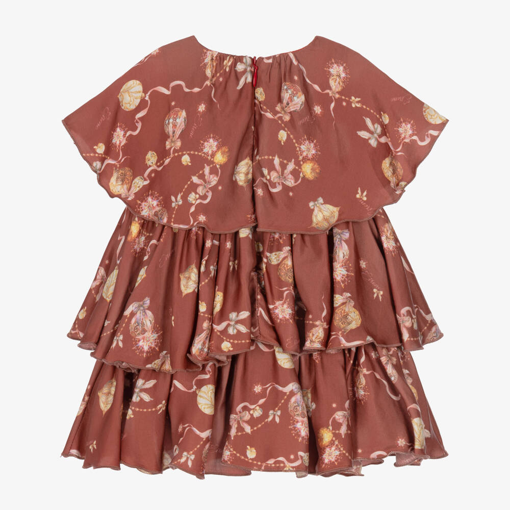 EIRENE-Girls Red Layered Bauble Print Dress | Childrensalon