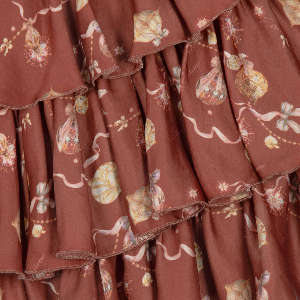 EIRENE-Girls Red Layered Bauble Print Dress | Childrensalon