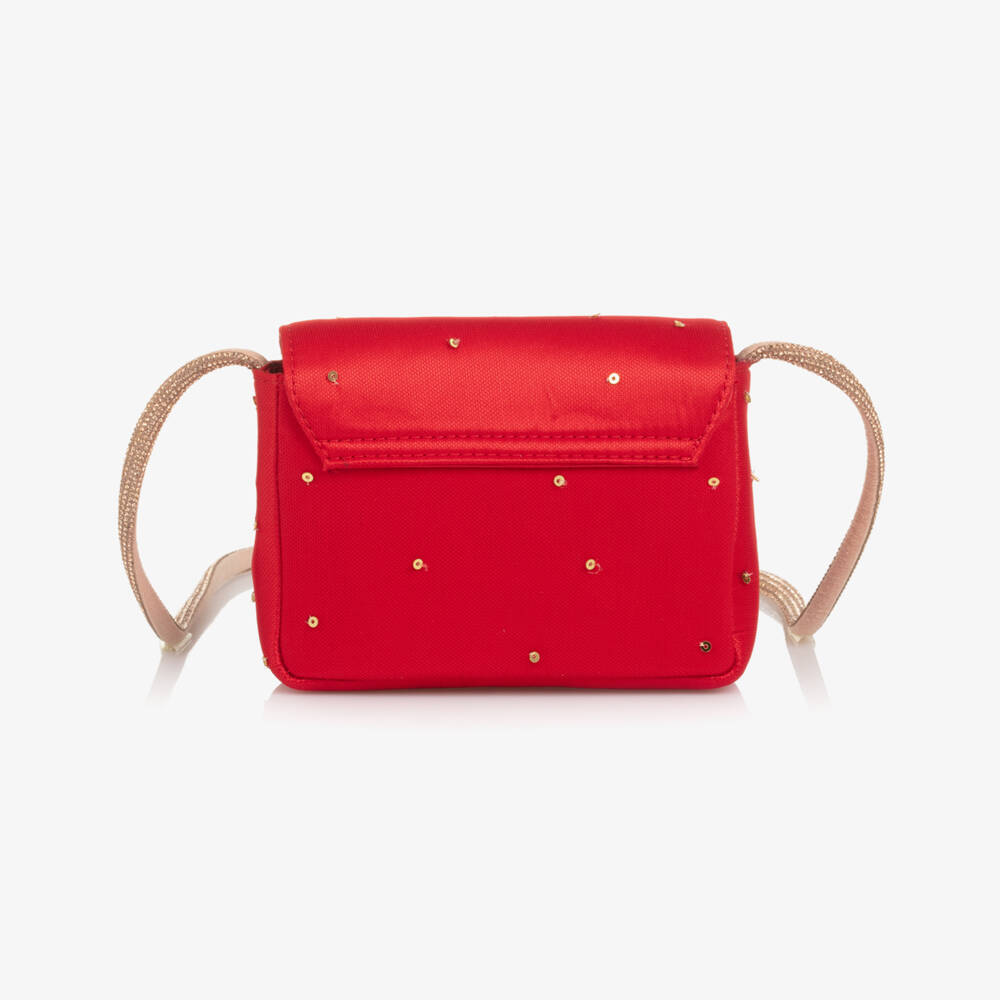 EIRENE-Girls Red Sequinned Shoulder Bag with Bow Motif (14cm) | Childrensalon