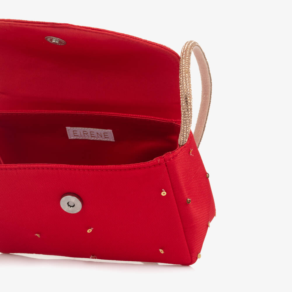 EIRENE-Girls Red Sequinned Shoulder Bag with Bow Motif (14cm) | Childrensalon