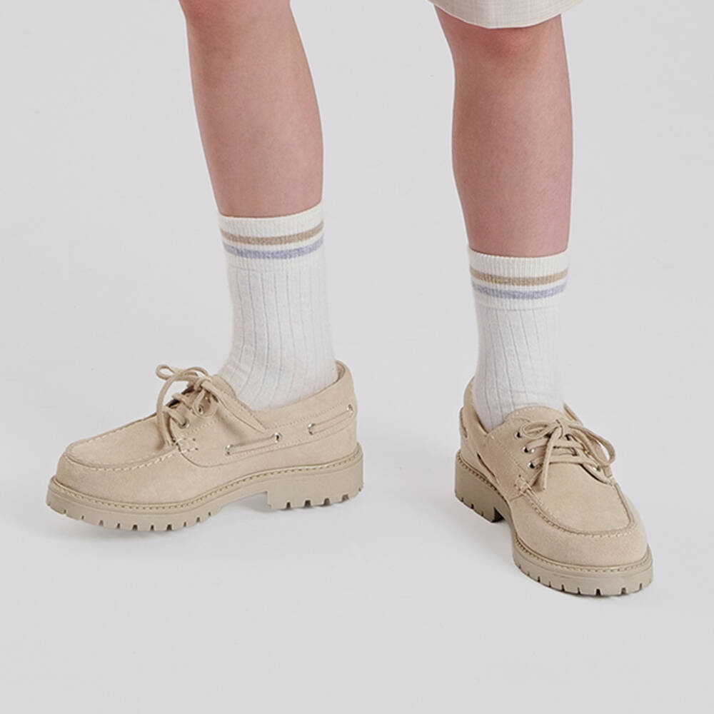 Eleventy-Beige Suede Leather Loafers | Childrensalon