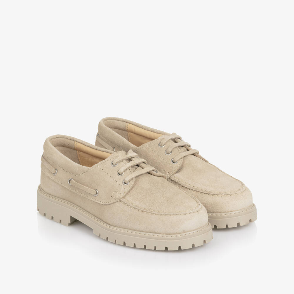 Eleventy-Beige Suede Leather Loafers | Childrensalon