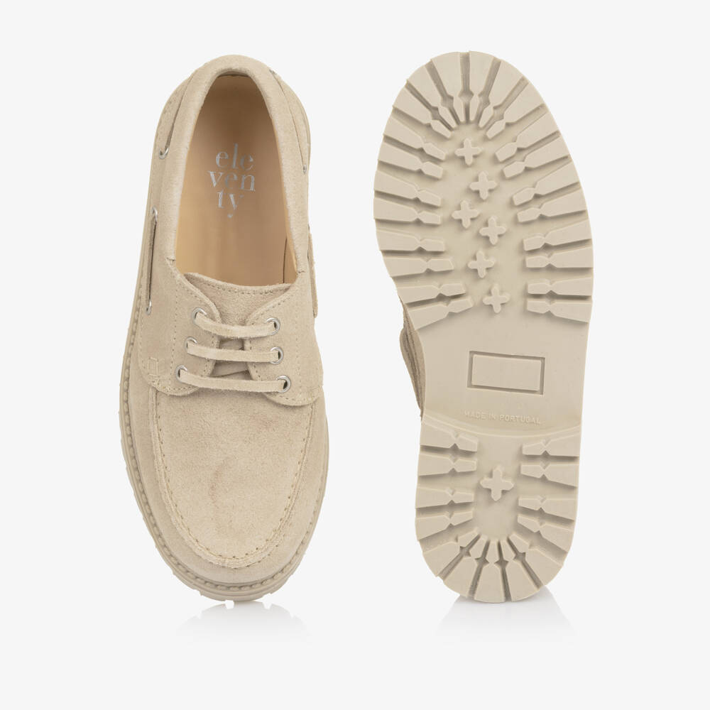Eleventy-Beige Suede Leather Loafers | Childrensalon