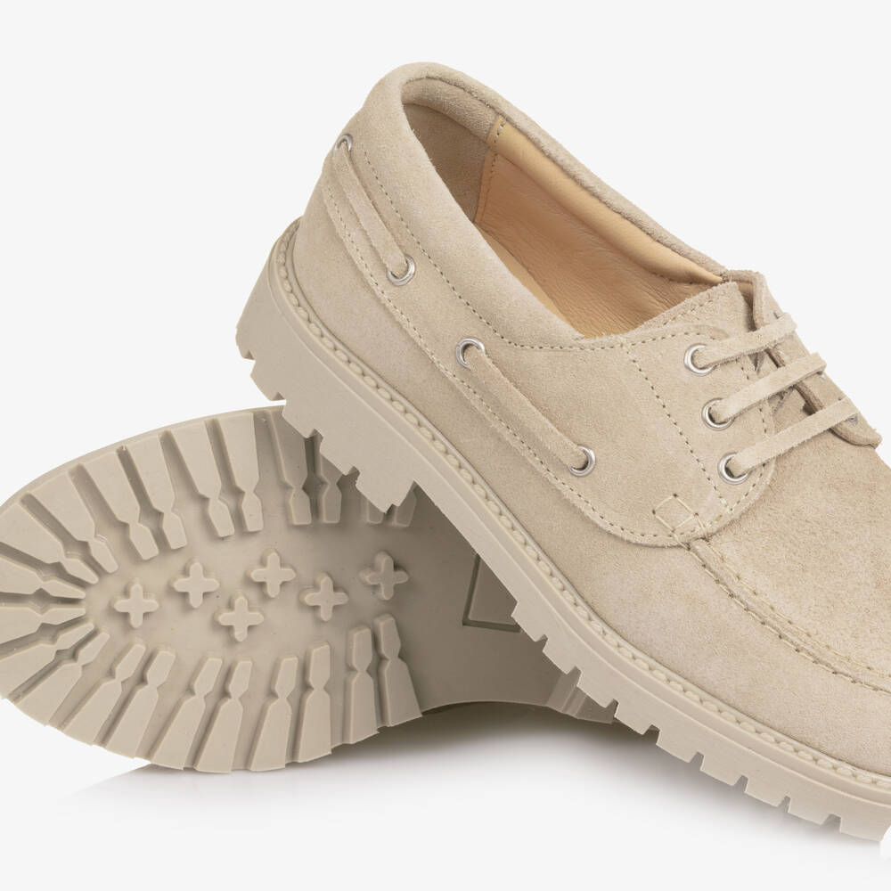 Eleventy-Beige Suede Leather Loafers | Childrensalon