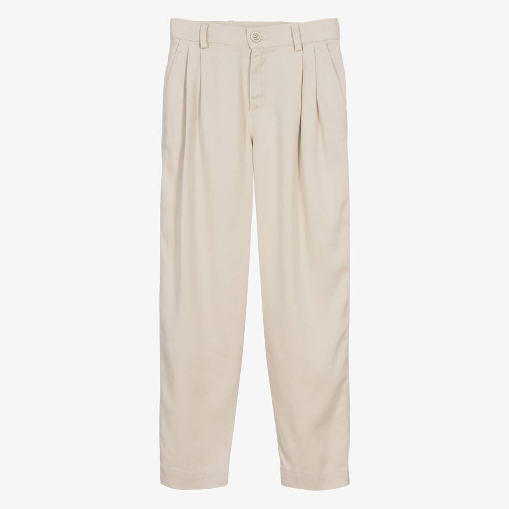 Eleventy-Boys Beige Chino Style Trousers | Childrensalon