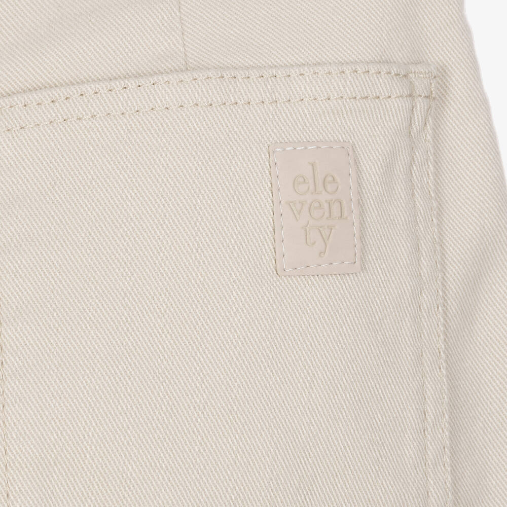 Eleventy-Boys Beige Denim Jeans with Carpenter Pocket | Childrensalon