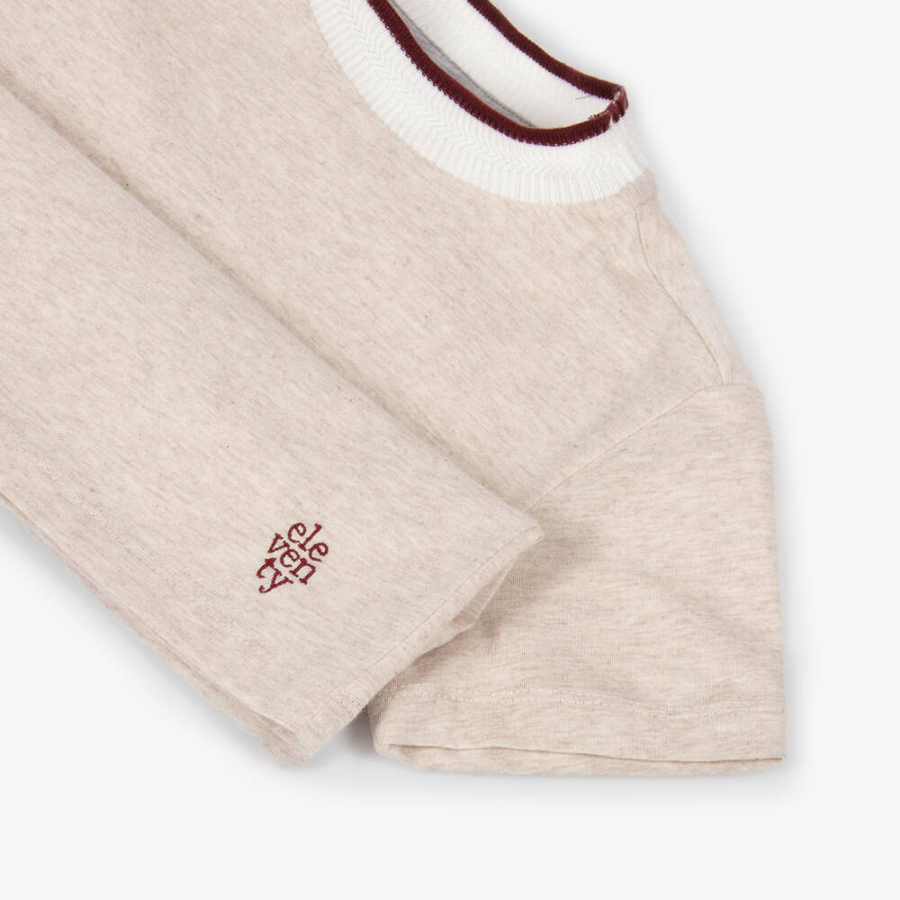 Eleventy-تيشيرت قطن لون بيج مارل للأولاد | Childrensalon