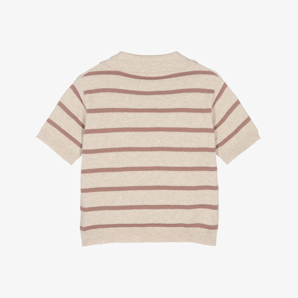 Eleventy-Рубашка поло бежевая в полоску для мальчиков | Childrensalon