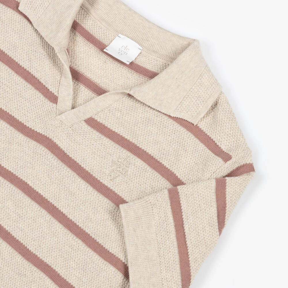 Eleventy-Рубашка поло бежевая в полоску для мальчиков | Childrensalon