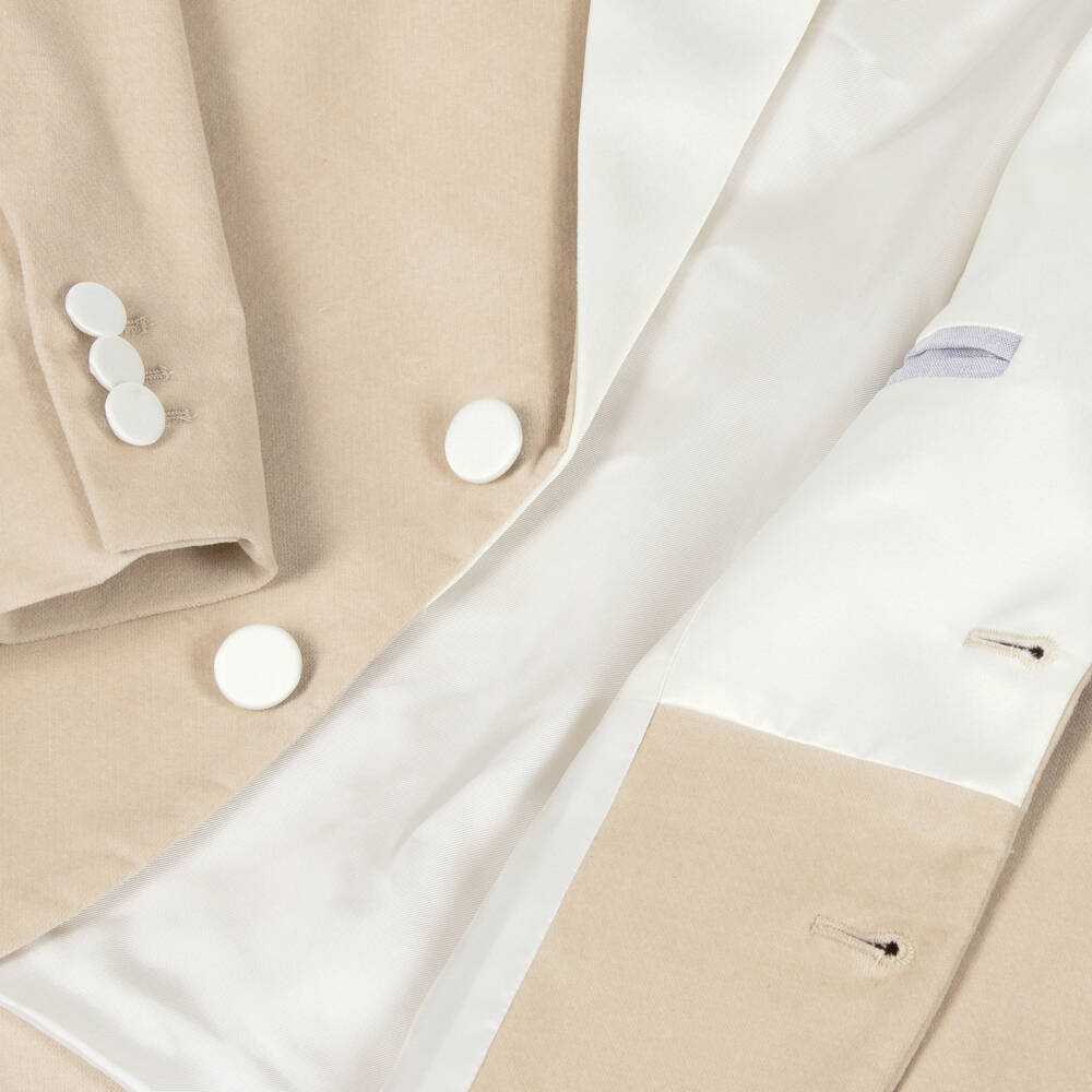 Eleventy-Boys Beige Velvet Blazer | Childrensalon