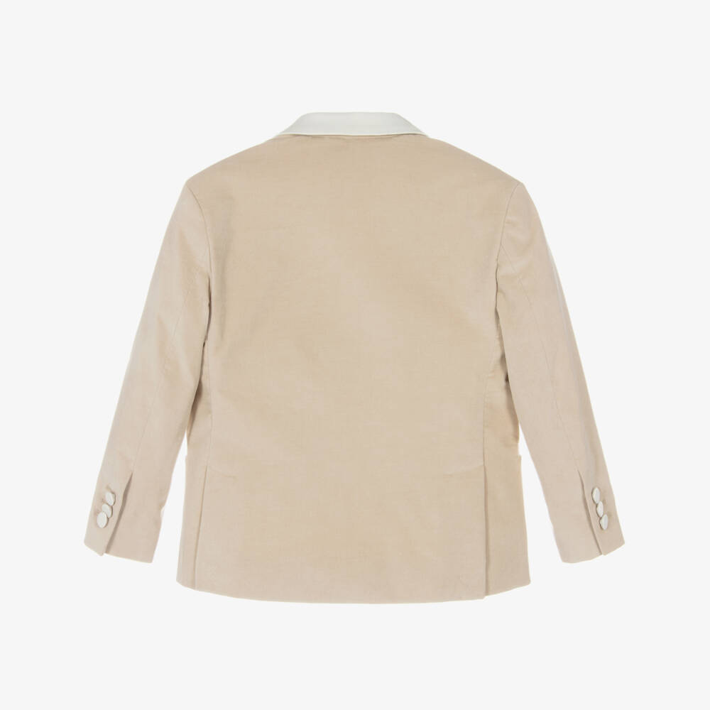 Eleventy-Boys Beige Velvet Blazer | Childrensalon