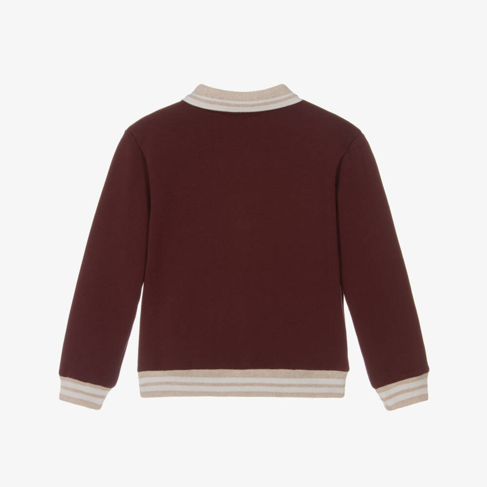 Eleventy-Boys Burgundy Cotton Polo-Style Sweatshirt | Childrensalon