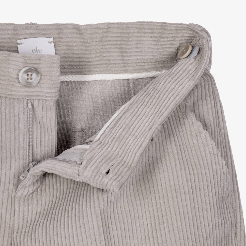 Eleventy-Boys Grey Cotton Corduroy Trousers | Childrensalon