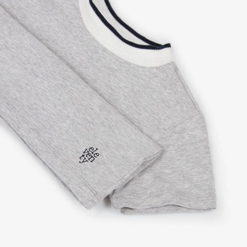 Eleventy-Boys Grey Marl Cotton T-Shirt | Childrensalon