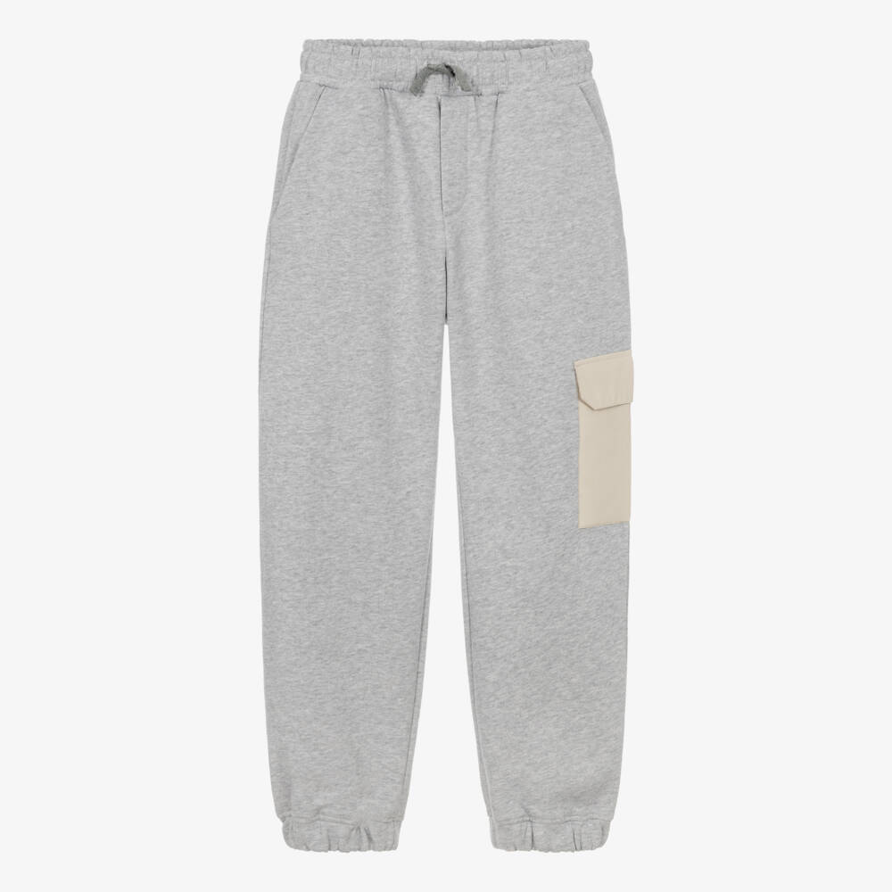Eleventy-Boys Grey Marl Joggers with Silky Cargo Pocket | Childrensalon