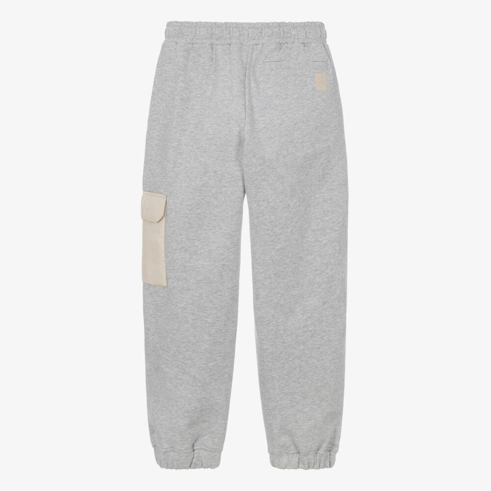 Eleventy-Boys Grey Marl Joggers with Silky Cargo Pocket | Childrensalon