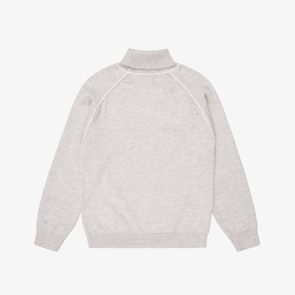 Eleventy-Boys Grey Marl Roll Neck Wool Sweater | Childrensalon