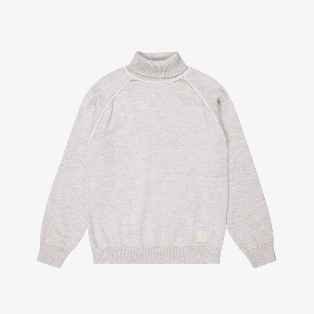 Eleventy-Boys Grey Marl Roll Neck Wool Sweater | Childrensalon