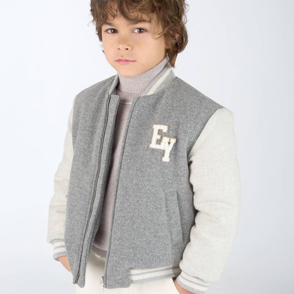 Eleventy-Boys Grey Marl Roll Neck Wool Sweater | Childrensalon