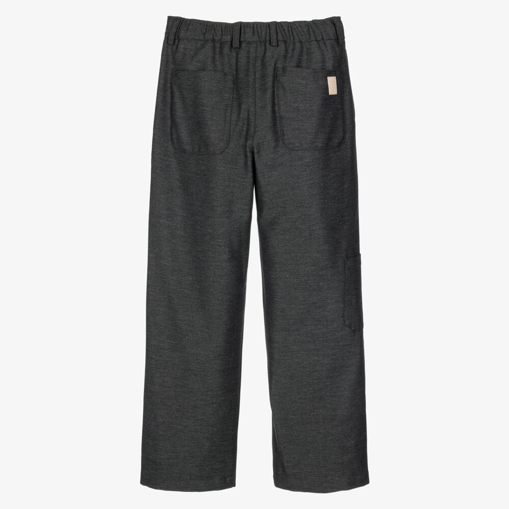 Eleventy-Boys Grey Straight Fit Trousers | Childrensalon