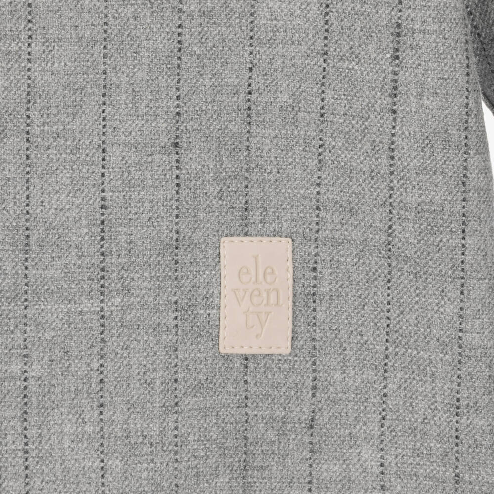 Eleventy-Boys Grey Wool Blend Striped Shirt | Childrensalon