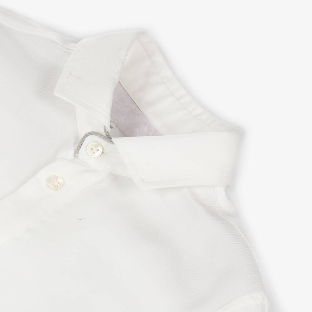 Eleventy-Boys Ivory Lyocell Twill Shirt | Childrensalon