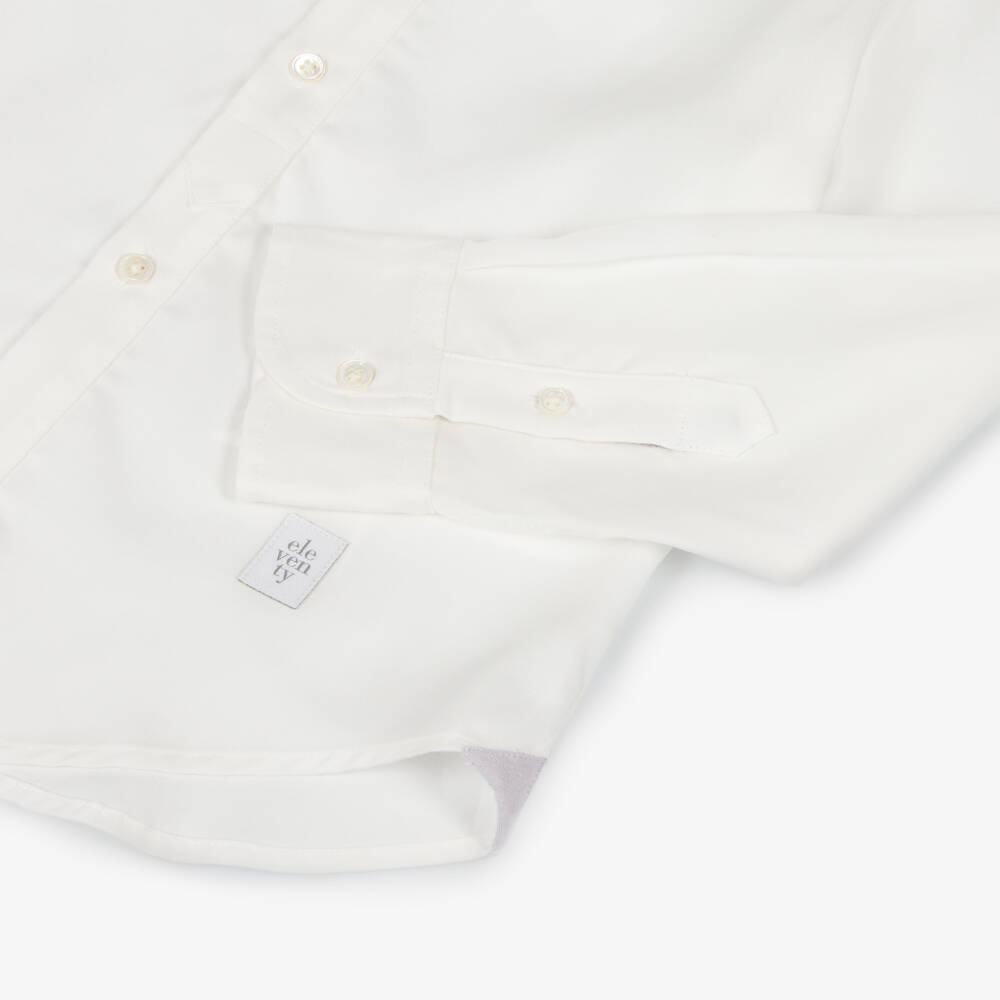 Eleventy-Boys Ivory Lyocell Twill Shirt | Childrensalon