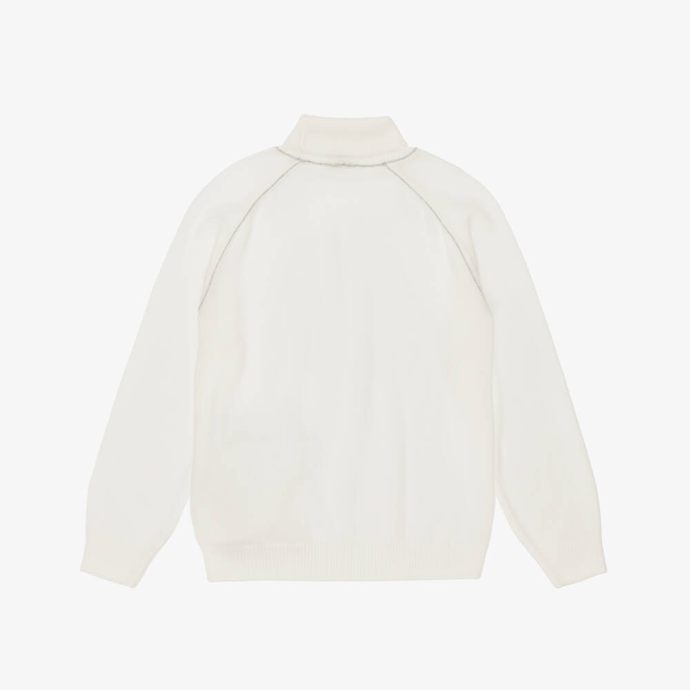 Eleventy-Boys Ivory Roll Neck Wool Sweater | Childrensalon