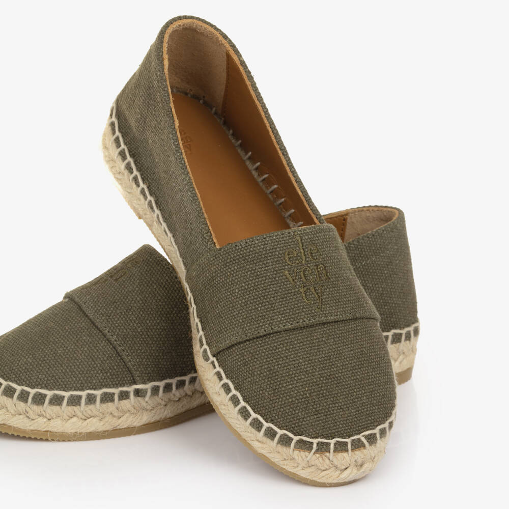 Eleventy-إسبادريل بشعار مطرز لون أخضر كاكي | Childrensalon