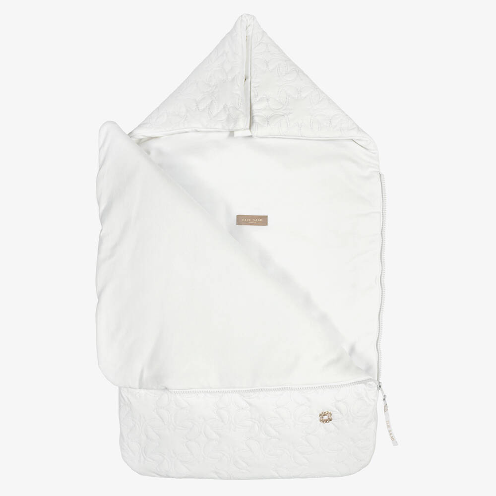 Elie Saab-Baby Girls Ivory Embroidered Padded Nest (73cm) | Childrensalon