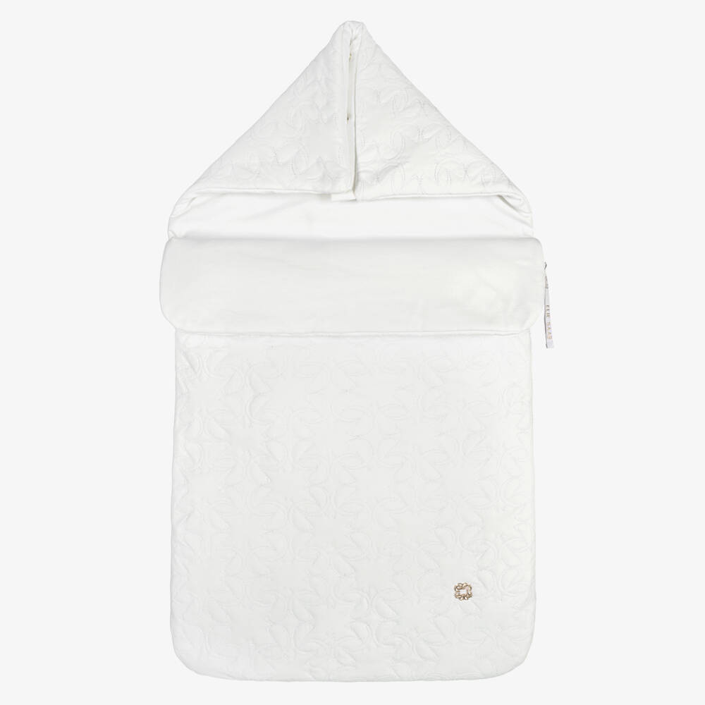 Elie Saab-Baby Girls Ivory Embroidered Padded Nest (73cm) | Childrensalon