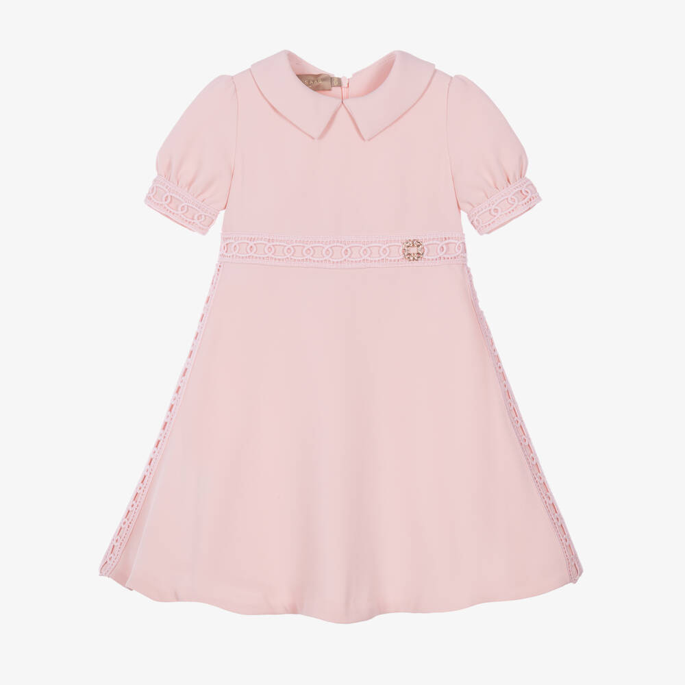 Elie Saab-Baby Girls Pink Dress with Embroidered Link Design  | Childrensalon