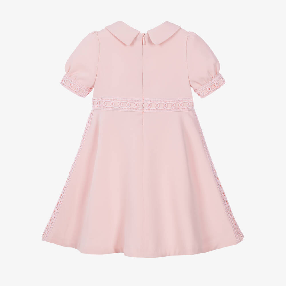 Elie Saab-Baby Girls Pink Dress with Embroidered Link Design | Childrensalon
