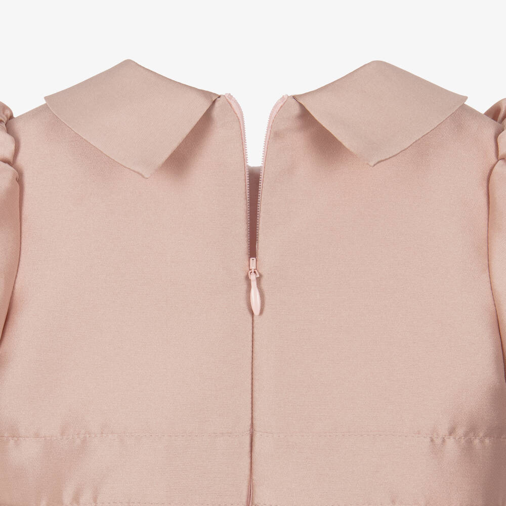 Elie Saab-فستان ساتان بأكمام منفوخة لون زهري للبنات الرضع | Childrensalon