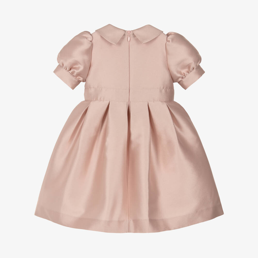 Elie Saab-فستان ساتان بأكمام منفوخة لون زهري للبنات الرضع | Childrensalon