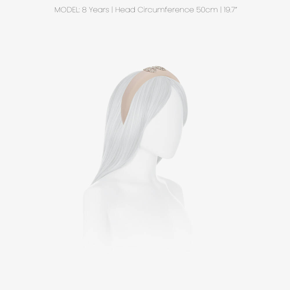 Elie Saab-Girls Beige Crêpe Hairband with Sparkly Bow | Childrensalon